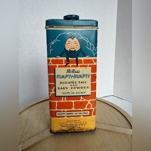Vintage Humpty Dumpty Tin. Borated talc and baby powder.